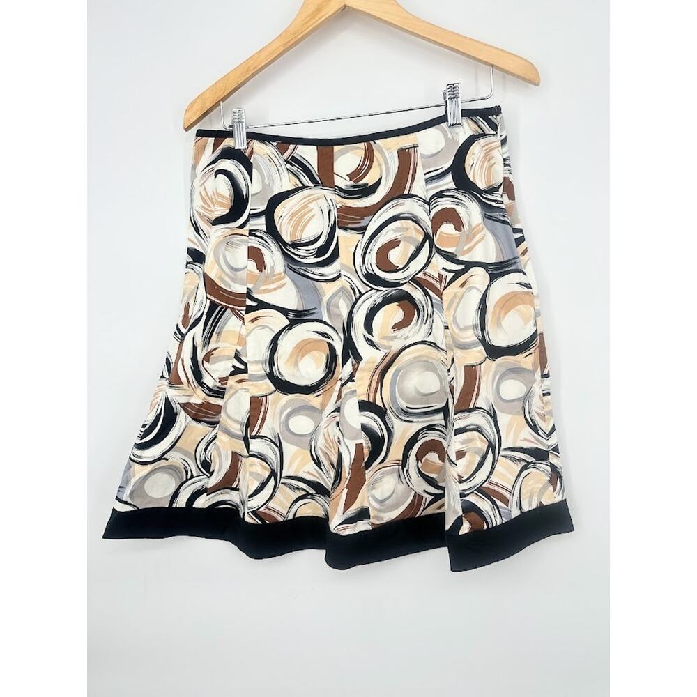 Preswick & Moore Skirt 10 Neutral Geometric Knee Length A-Line Career Modern Art